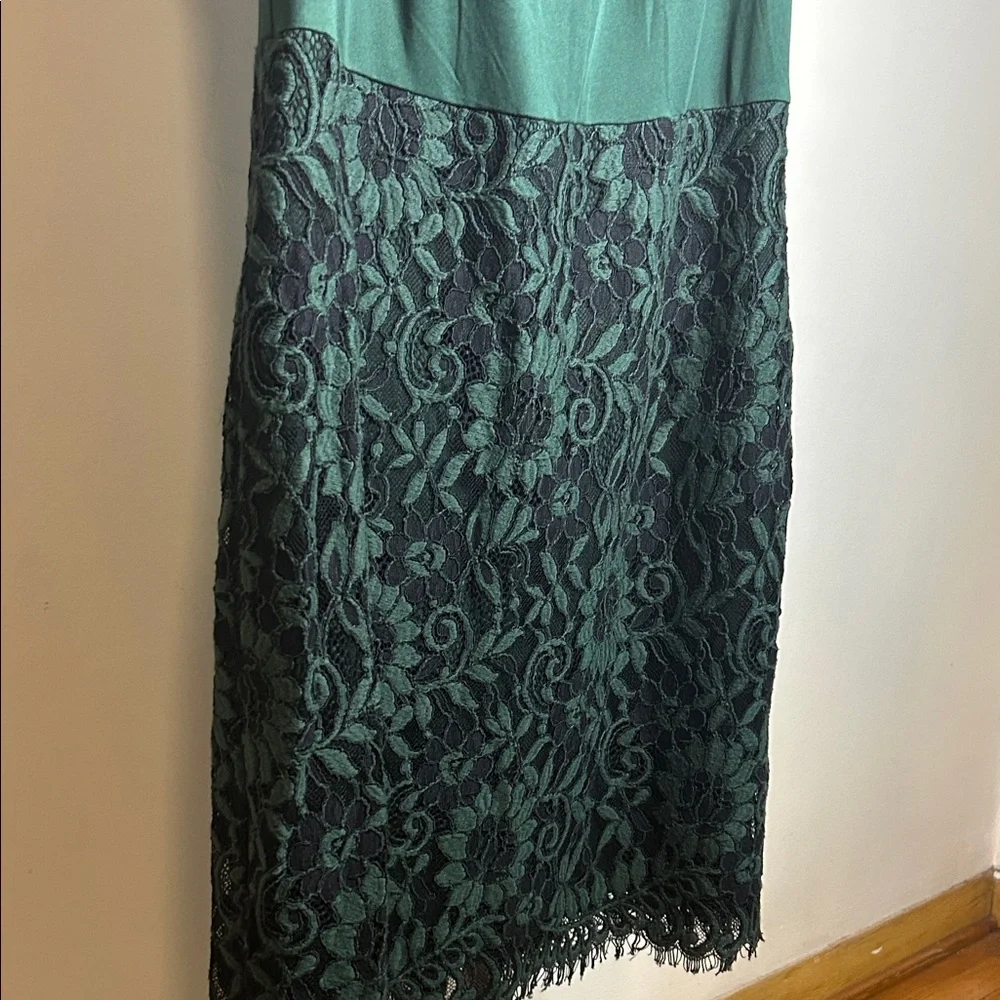 Calvin Klein Forest Green Lace Midi Dress with Slip - Picture 6 of 13